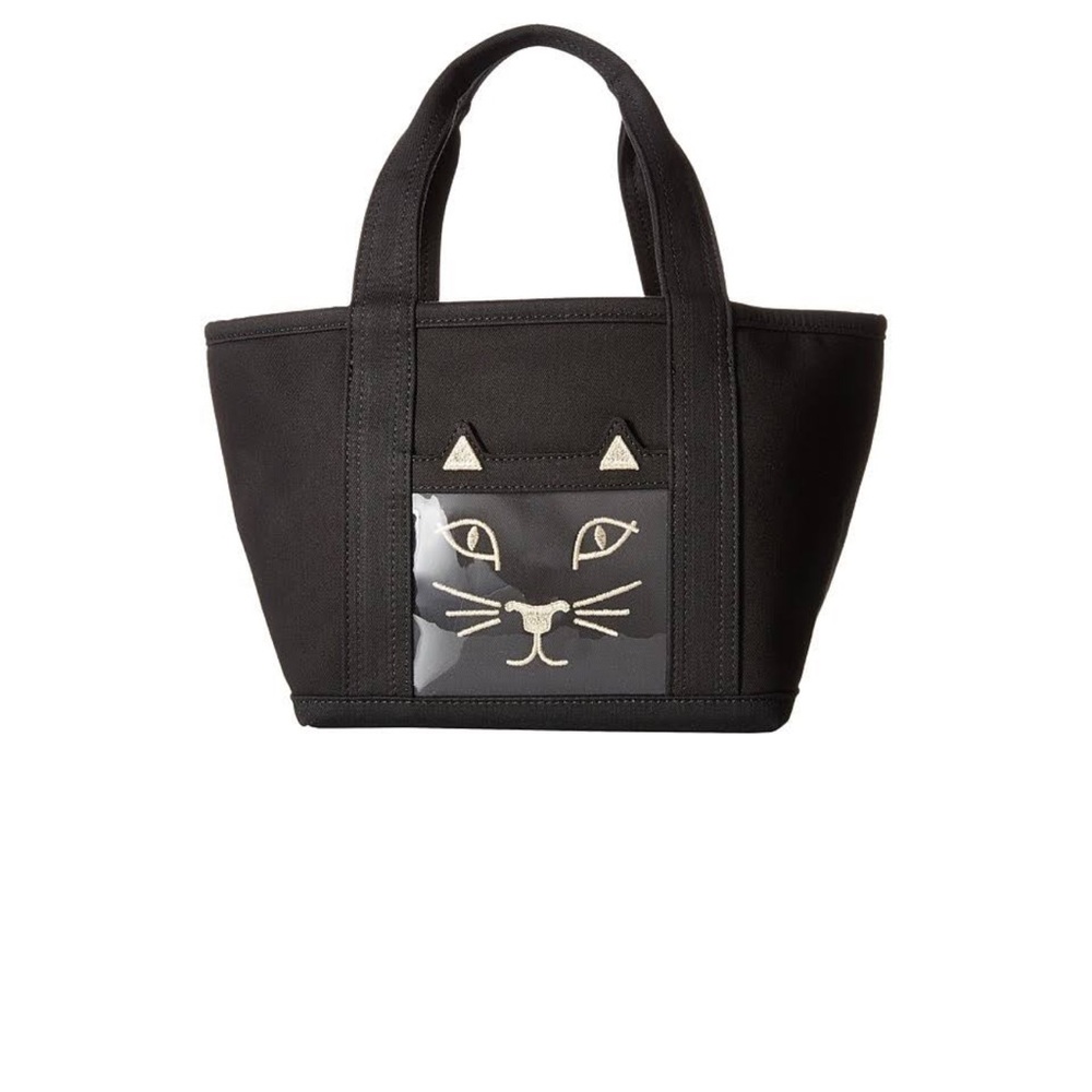 Charlotte Olympia Feline Petiteβ Ami Kitty Black Canvas Tote Bag